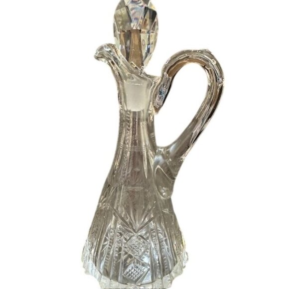 Vintage Clear Cut Glass Cruet With Stopper - Picture 1 of 9